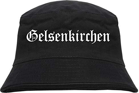 Gelsenkirchen Fischerhut - Altdeutsch - Bedruckt - Bucket Hat Anglerhut Hut Schwarz S/M