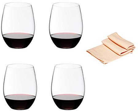 kompatibel mit Riedel 0414/0 - Set di 4 Bicchieri da Vino Rosso, 600 ml, con salvietta in Vetro