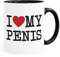 MoonWorks® Kaffee-Tasse Spruch I love my Penis/Pimmel Boobs I love your Boobs/Penis Bürotasse lustige ironische Kaffeebecher my Penis Inner-Schwarz Keramik-Tasse