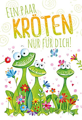 KE - Lustige Geldscheinkarte - Karte mit Umschlag für Geldscheine - Geldschein Karte - Geldkarte mit Umschlag - Karte in Folie - DIN B6 - Motiv: Frösche - Kröten