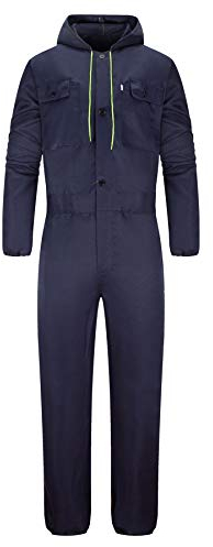 Yukirtiq Herren Arbeitsoverall mit Reißverschluss Arbeitsanzug Handwerker Rallyekombi Overall Werkstatt Mechaniker Arbeitskombi, Blau Navy, XL