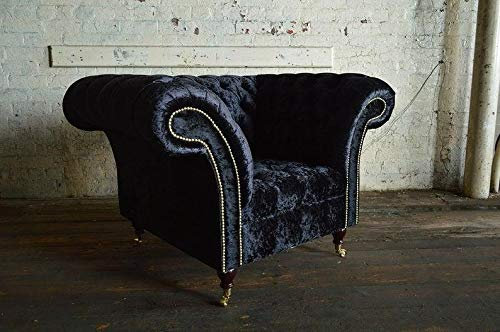 jvmoebel Design Sofa Sessel Couch Polster Luxus 1 Sitzer Textil Chesterfield Samt Sofas
