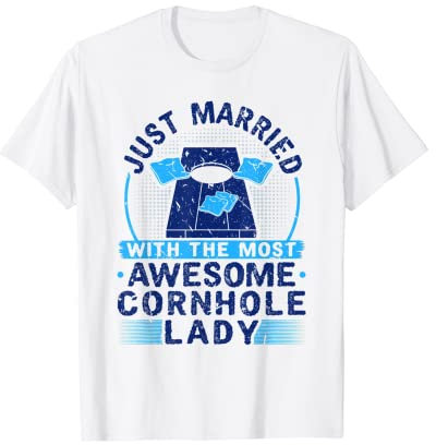 Herren Just Married, Cornhole Wedding Ehe Partner Ehemann T-Shirt