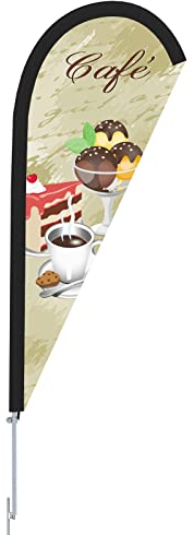 Vispronet Beachflag Café, Kaffee - versch. Bodenelemente - Höhe 2,04 m - Indoor- & Outdoor (Erdspieß)