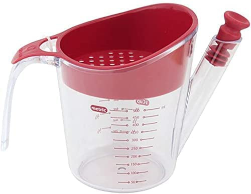 TRTO 500ml Gravy Fat Separator Jug Filter Measuring Strainer Heat Resistant