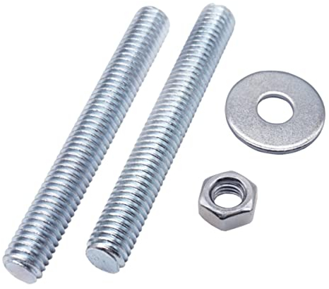 Confezione da 10 viti completamente filettate M8 x 80 mm con dadi esagonali e rondelle, perno DIN 796-1 (10, M8 x 80 mm)