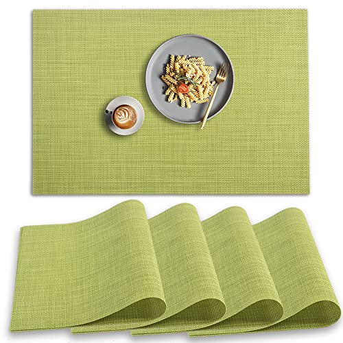 homEdge PVC-Platzdeckchen, rutschfest, hitzebeständig, waschbares Vinyl, grün, 4 Stück