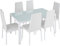 TecTake® Ensemble Table à Manger avec 6 chaises de Salle à Manger en Cuir synthétique Chaises Modernes Structure & Pieds en Acier Table Salle à Manger en Verre trempé pour Salon, Chambre, Cuisine