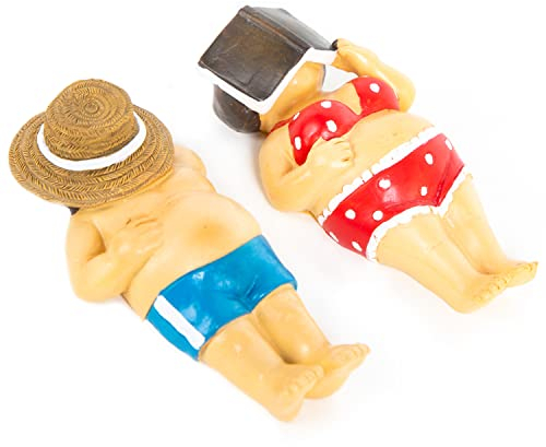 Logbuch-Verlag 2 Dekofiguren Geschenk Figuren Urlauber dick Paar Mann + Frau Maritime Deko lustig Bikini Baden