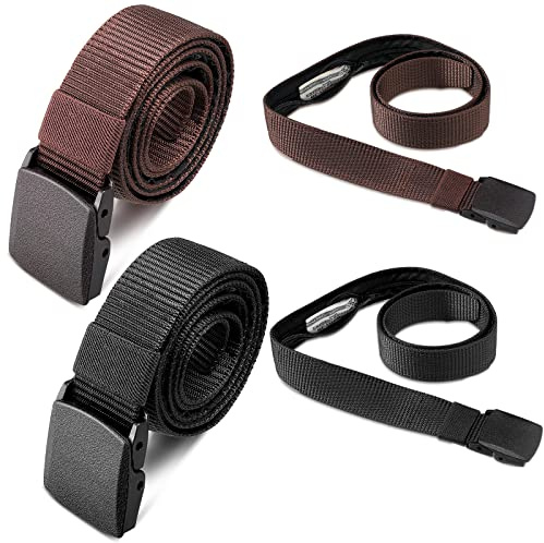 Eurzom 2 Pcs Travel Money Belts for Men, Hidden Pocket Nylon, Coffee Black