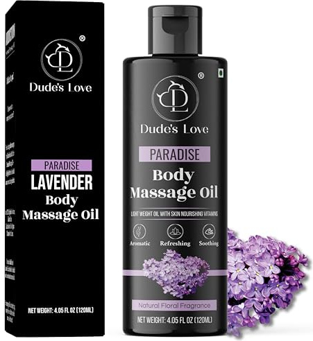 Organic - Lavender Floral Edible Body Massage Oil - Relaxing, Calming & No Stain | Non-Sticky Aromatherapy Oil With Orange Blossom & Lavender Essential Oil