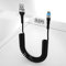 Cable de iPhone en espiral para Apple Carplay, cable Lightning corto con certificación MFi, cable cargador de iphone en espiral para coche con LED de datos