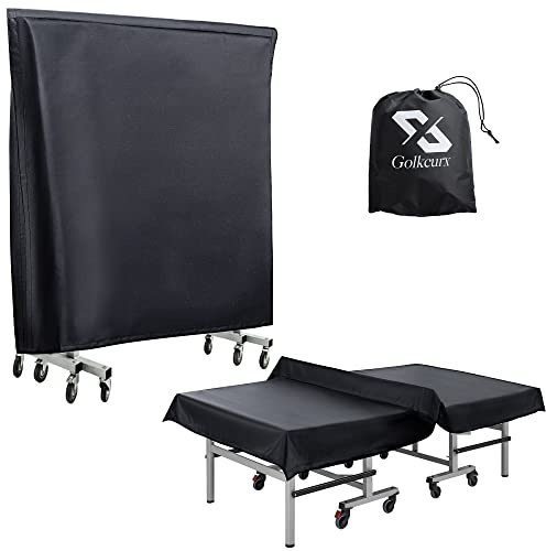 Golkcurx Ping Pong Table Cover,Table Tennis Cover Waterproof Sunproof Indoor & Outdoor Fits Universal 9x5 FT Tables (Black) (R01)