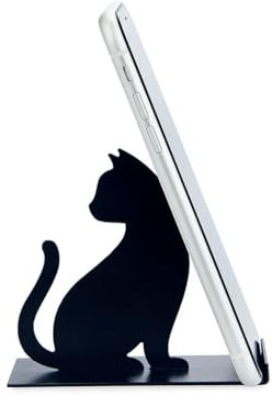 Balvi Support Smartphone Feline Couleur Noir pour Le Bureau, la Chambre ou Le Salon Métal
