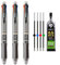 MROOFUL 5 in 1 Mittlere Spitze 1,0 mm Mehrfarbig Kugelschreiber 0,5 mm Druckbleistift 4 Farben Multifunktionsstift Multipack 3 Stück Druckkugelschreiber (Grau)