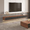 POVISON TV Schrank hängend, TV Lowboard 240cm modern schwebend an der Wand mit 4 Schubladen, Massivholz, Dunkelbraun und schwarz komplett montiert