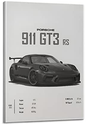 ESTE Sportwagen-Poster für 911 GT3 Rs Supercar-Rennwagen, dekorative Malerei, Leinwand, Wandposter und Kunstdruck, moderne Familienschlafzimmer-Dekor (Rahmen-Stil, 30 x 45 cm)