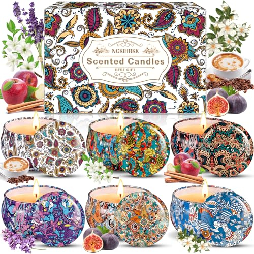 NCKIHRKK Set 6 Pz Idee Regalo di Candele Profumate, per Donna Compleanno, Naturale Cera di Soia per Festa Della Mamma, Natale, Matrimonio, Doccia, Yoga