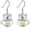 Bear Drop Earrings for Women 925 Sterling Silver Teacup Dangle Earrings for Girls Bear Jewellery Gift