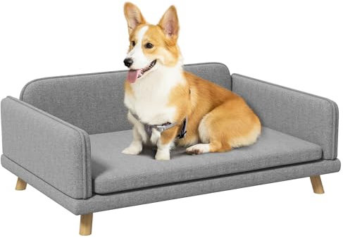PawHut Dog Sofa Bed with Legs, Water-Resistant Fabric for Medium Dogs - Grey
