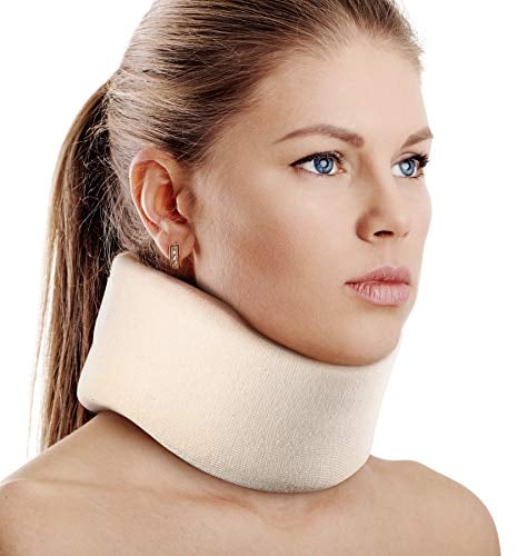 RESTCLOUD Nackenstütze aus weichem Schaumstoff, universelle Halskrause, verstellbare Nackenstütze zum Schlafen – lindert Nackenschmerzen (weiß, 7.7 cm tiefer Kragen, M)