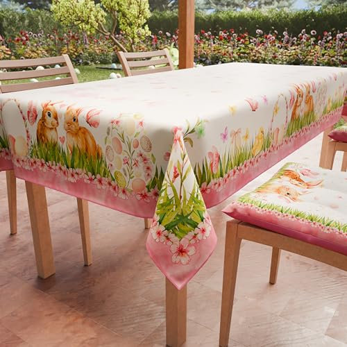 PETTI Artigiani Italiani - Tischdecke Ostern schmutzabweisend rechteckig Tischdecke Ostern Küche Design Flora X6-Sitzer (140 x 180 cm) 100% Made in Italy