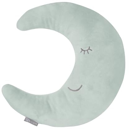 roba Nackenkissen in Mond Form - roba Style - Weiches Deko Kissen für Baby & Kinderzimmer - Kuschelkissen für Mädchen & Jungen - Frosty Green