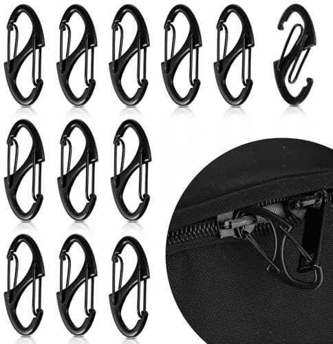 AOZUO 12Pcs Zipper Locks Anti Theft, Purse Locks Zipper Clips Dual Spring Small Zipper Lock Clips Mini S Carabiner Clasps Backpack Locks for Travel Theft Deterrent Luggage Suitcase Handbags Keys Purse