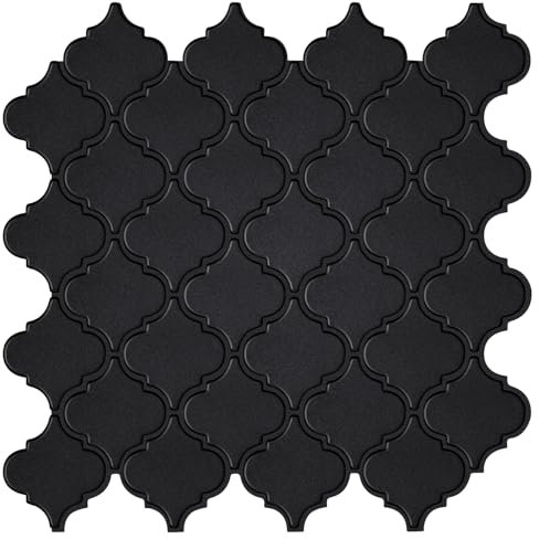 Arabesque Fliesenspiegel für Küche, hochwertiges Design, mattschwarz, 3D-Wandrückwand, zum Aufkleben auf Fliesen für Küche und Bad, 10 Fliesen, 30,5 x 30,5 cm