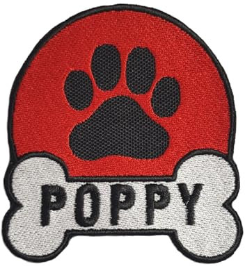 Personalised Paw & Bone Embroidered Iron On Sew On Patches Dog Cat Name Embroidered Patches Dog Name Patch Pet Dog Badge Harness Patch Vest Patch (Custom Colour, XLarge)