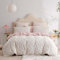 Tospass Fleurs Housse de Couette Coton 240x260cm Blanc Rose VertFeuilles Floral Parure de lit 2 Personnes Adulte 3 Pièces avec Fermeture Éclair Parure Housse Couette avec 2 Taie d'oreiller 65x65cm