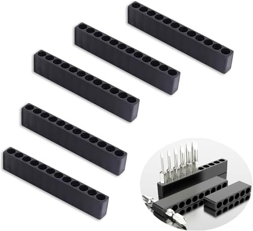 5 Pcs Hex Bit Holder, 12 Hole Drill Bit Organiser, Screwdriver Hole Plastic, Plastic Drill Bit Storage Strips, Screwdriver Organiser Set, 12 Hole Hex Bit Holder, for DIY Enthusiast, Craftsman (Black)