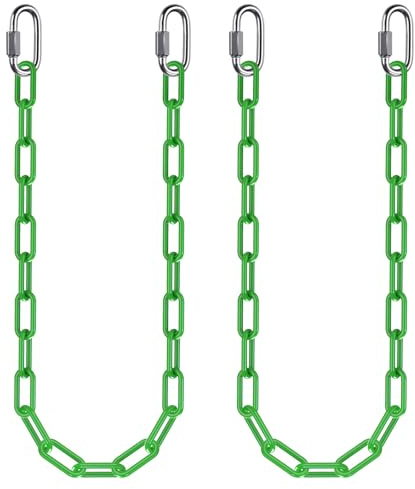 BeneLabel 2pcs Chaînes pour Balançoire, 100cm Chaîne de Chaise Chaîne Suspension Acier avec Mousquetons Chainette Suspension pour Sacs de Frappe Chaise Suspendue Exterieur, 5mm Diamètre, 1000lbs/Vert