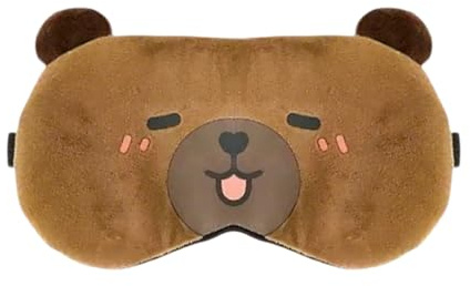 Schlafmaske Capybara für Kinder Erwachsene Weiche Plüsch Cartoon Tier Reise Augenabdeckung Augenschutz Schlafen (Glücklich)
