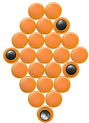 Small Orange Planning Office Magnets for Fridge, Whiteboard, Noticeboard, Filing Cabinet - Pack of 24