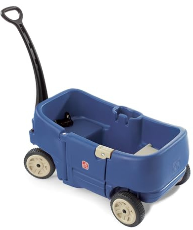 Step2 Wagon for Two Plus, Kids Ride On Toy, Stroller Substitute, Includes Seat Belts, Made of Durable Plastic, Max Weight 75 lbs., For Toddlers 1.5-5 Years Old, Denim Blue