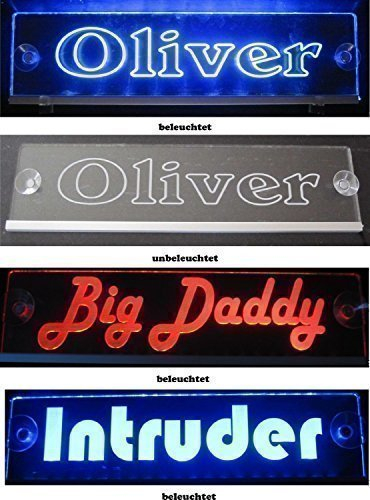 Schmalz Werbeservice Trucker Truck Namensschild Größe 30x10cm - Acryl LED beleuchtet 12V 24V mit feiner Lasergravur