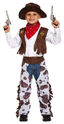 HENBRANDT Children’s Cowboy Fancy Dress Costume with Cowboy Hat and Chaps Kids Sheriff Western Cowboy Outfit Pretend Play Fancy Dress for Boys and Girls