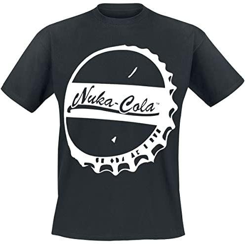 Fallout Tappo per Bottiglia Nuka Cola Maglietta, Nero (Black), S Uomo