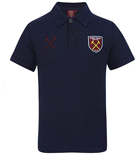 West Ham United FC - Herren Polo-Shirt mit Vereinswappen - Offizielles Merchandise - Geschenk für Fußballfans - Dunkelblau - M