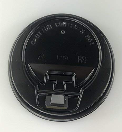 12oz /16oz (90mm) Closeable Sip Through PET Plastic Coffee Cup Lids for Paper Coffee Cups - BLACK or WHITE available! (BLACK, 100)