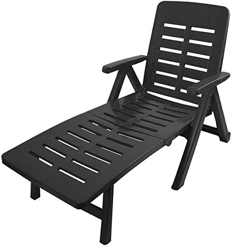 Mojawo Liege mit hohem Liege- + Sitzkomfort Sonnenliege Gartenliege Relaxliege Saunaliege Kunststoff Anthrazit 96x72x189cm