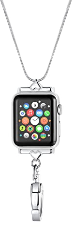 Divoti Edelstahl iWatch Halskette Adapter Kompatibel mit Apple Watch - ID Badge Halter Halskette, alle Serien: 38/40/41mm