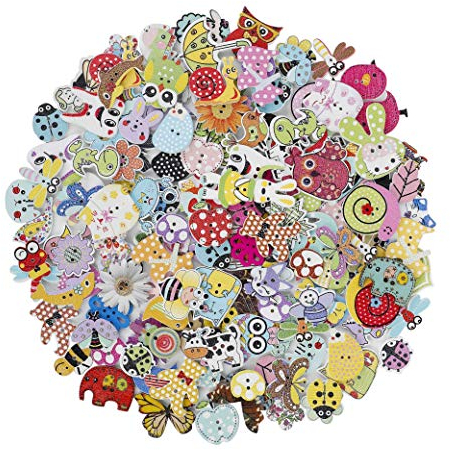 Knöpfe Tiere Holzknöpfe Bunt Kleine Knöpfe für Nähen Handwerk Scrapbooking und DIY Handgefertigte Verzierung 150 Stück
