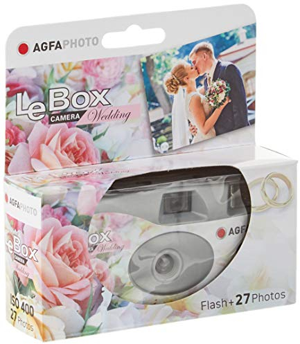 AGFA Photo 601025 - LeBox Wedding Einwegkamera, 27 Fotos, 31 mm optisches Objektiv - Grau