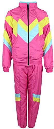 Foxxeo 80er Jahre Kostüm für Erwachsene Premium 80s Trainingsanzug Assianzug Assi - Herren Größe S-XXXXL - Fasching Karneval Anzug, Farbe pink gelb babyblau, Größe: XL
