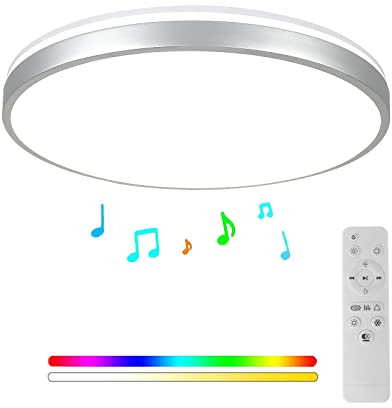 Horevo 24W LED-Deckenleuchte mit Fernbedienung und Bluetooth-Lautsprecher, 2000 Lumen Ø30cm Dimmbare Deckenleuchten für Wohnzimmer, Wohnzimmer, Kinderzimmer, Schlafzimmer