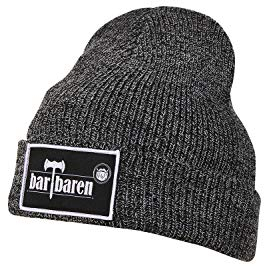 barTbaren – warme Beanie mit großem Logo Patch – weiche Unisex Wintermütze für Damen und Herren im typischen Vintage Style in Grau, Rot oder Senfgelb