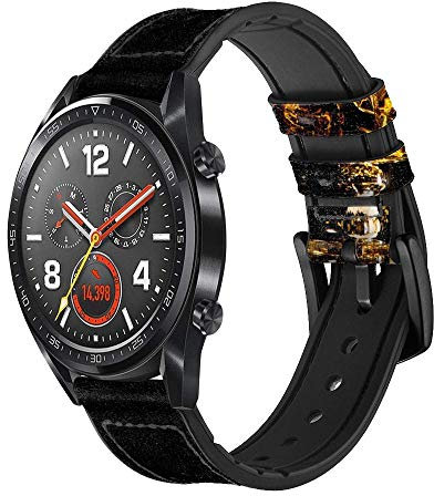 Innovedesire Ice Whiskey Whisky Glass Bracelet de Montre Intelligente en Cuir pour Wristwatch Smartwatch Smart Watch Taille (24mm)