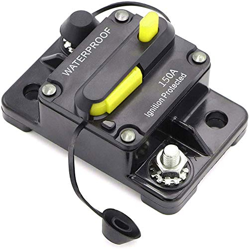 Disjoncteur de Voiture,DC12-48V Disjoncteur Audio Stéréo de Voiture,Disjoncteur avec Réinitialisation Manuelle Disjoncteur,Interrupteur de ligne audio de Voiture étanche pour bateau à moteur(150A)